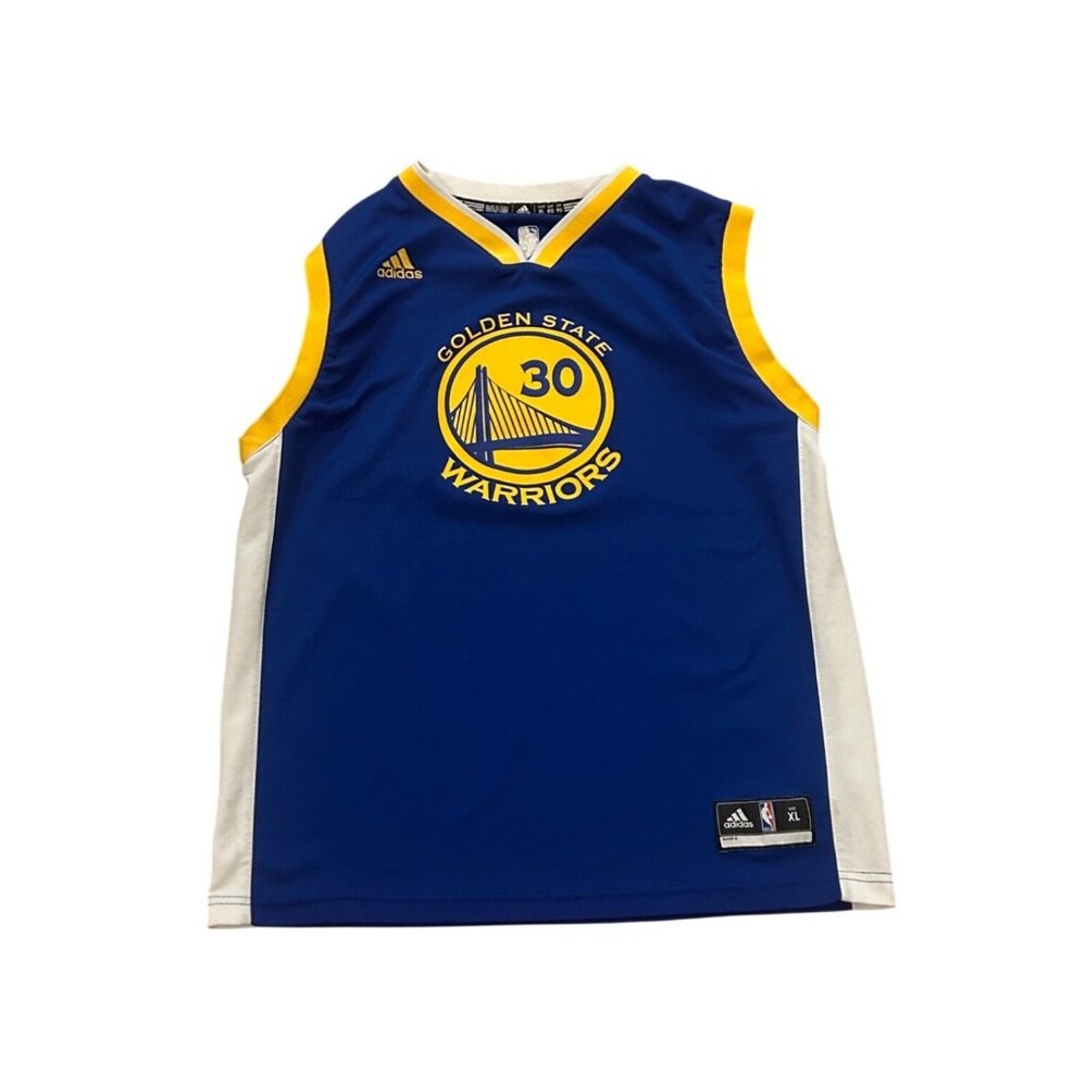adidas Golden State Warriors #30 Blue and Yellow Jersey